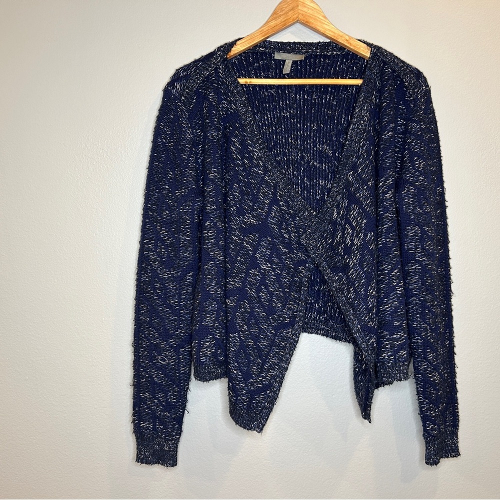 Theonne Cardigan Women Small Blue Knit Long Sleeve Open Front Sweater Preppy